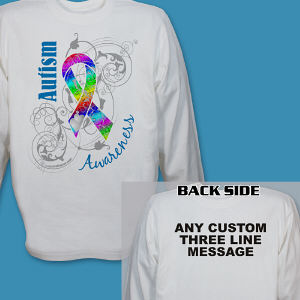 Personalized Autism Ribbon Awareness Long Sleeve Shirt